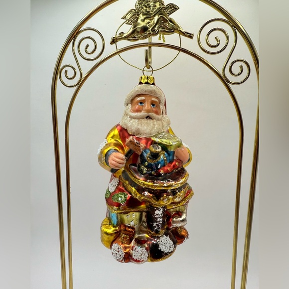 Antique Vintage Glass Christopher Radko Santa Clause Toy Making Ornament 5” - Picture 3 of 5
